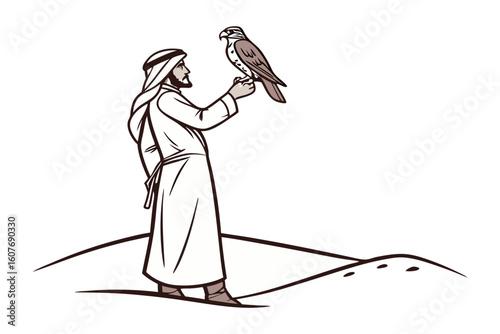 Young muslim boy studying under crescent moon with alarm clock and food