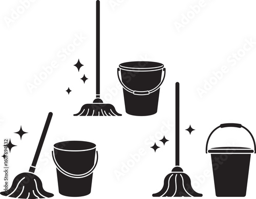  mop and bucket Silhouette
