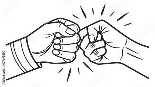 Line Art: Two Fists Bumping - Collaboration, Success