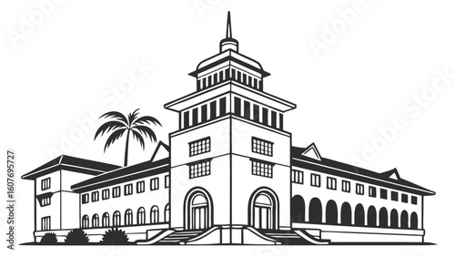 Bandung Building Vector Illustration: Architectural Landmark