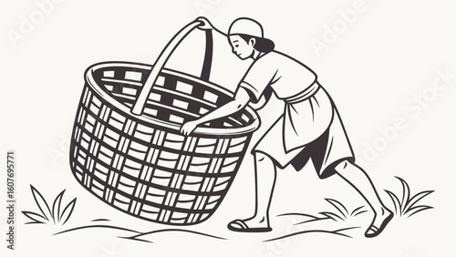 Bearing the Basket: Illustration of Labor