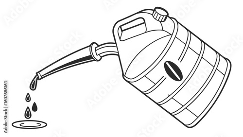 Pouring Can Line Art: Fuel or Liquid Spill