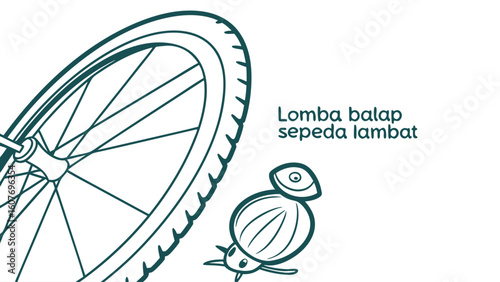 Slow Bicycle Race Illustration with Snail