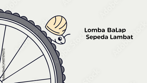 Slow Race: Snail Riding Bicycle Wheel, Cartoon