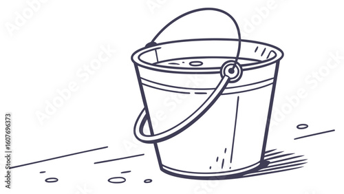 Bucket of Water - Line Art Illustration