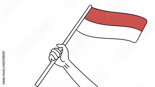 Hand Holding Indonesian Flag - National Pride Illustration