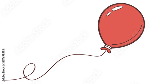 Floating Red Balloon - Simple Illustration