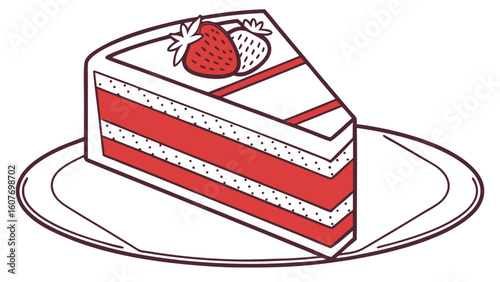 Strawberry Cake Slice Illustration