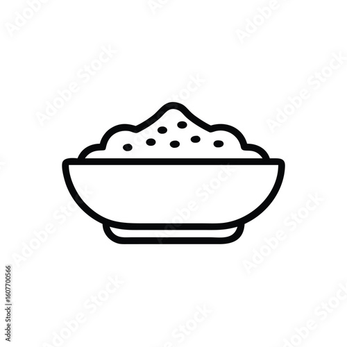Outline icon a food bowl filled with kibble vector