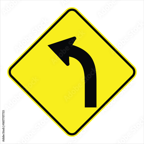 Free Download Yellow Left Arrow Road Sign Isloated On a White Background - GFXLoad