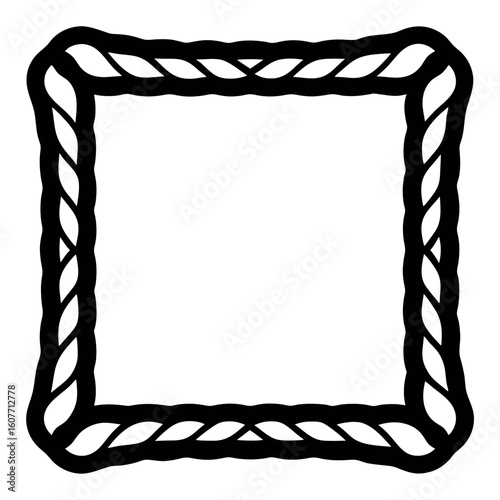 Art of ornate square frame with rope pattern isolated on white background