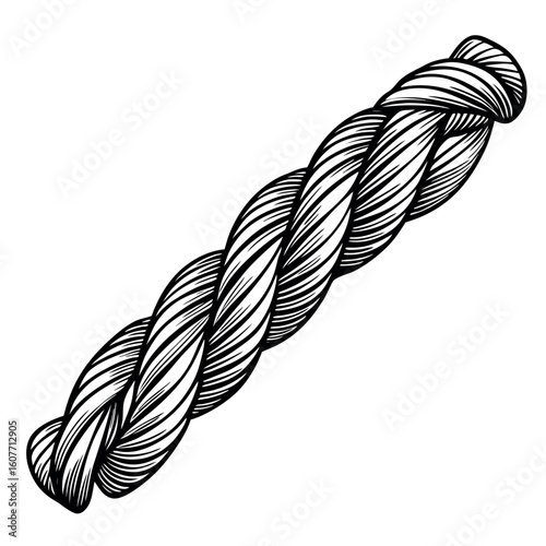 Art of a thick, twisted rope made of natural fibers