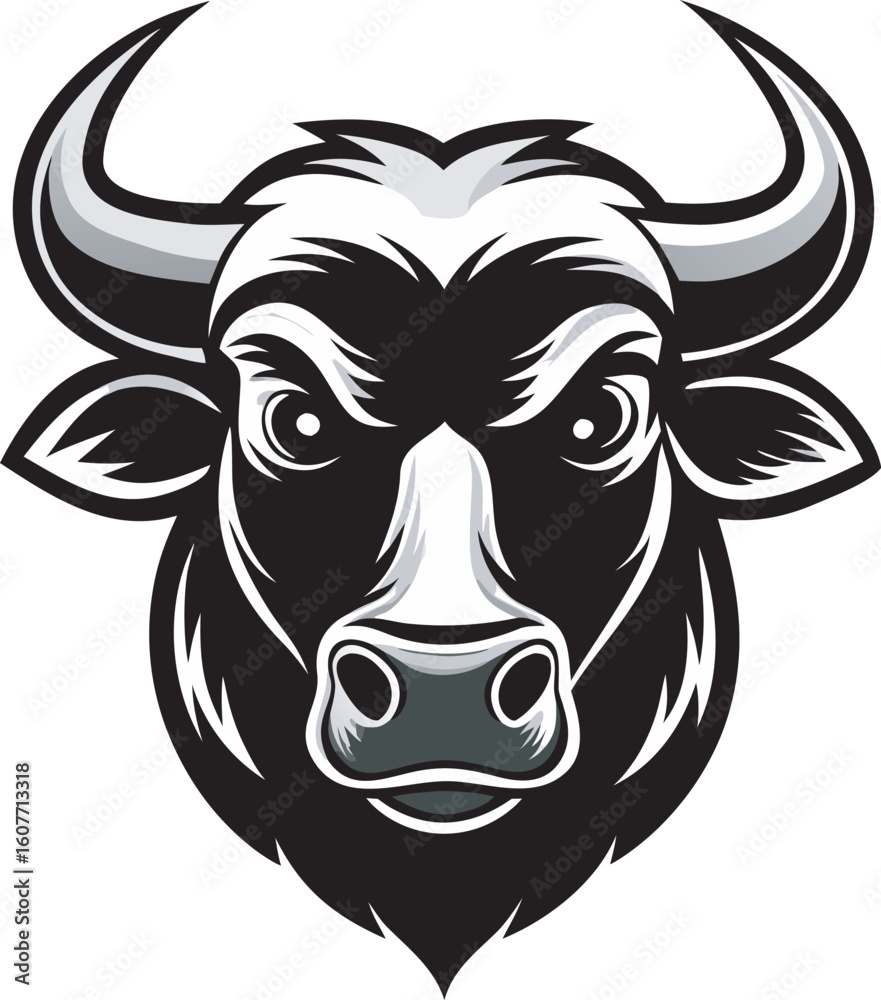 Obraz premium Fierce bull head illustration isolated on a white background