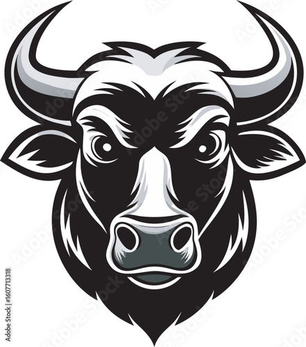 Fierce bull head illustration isolated on a white background