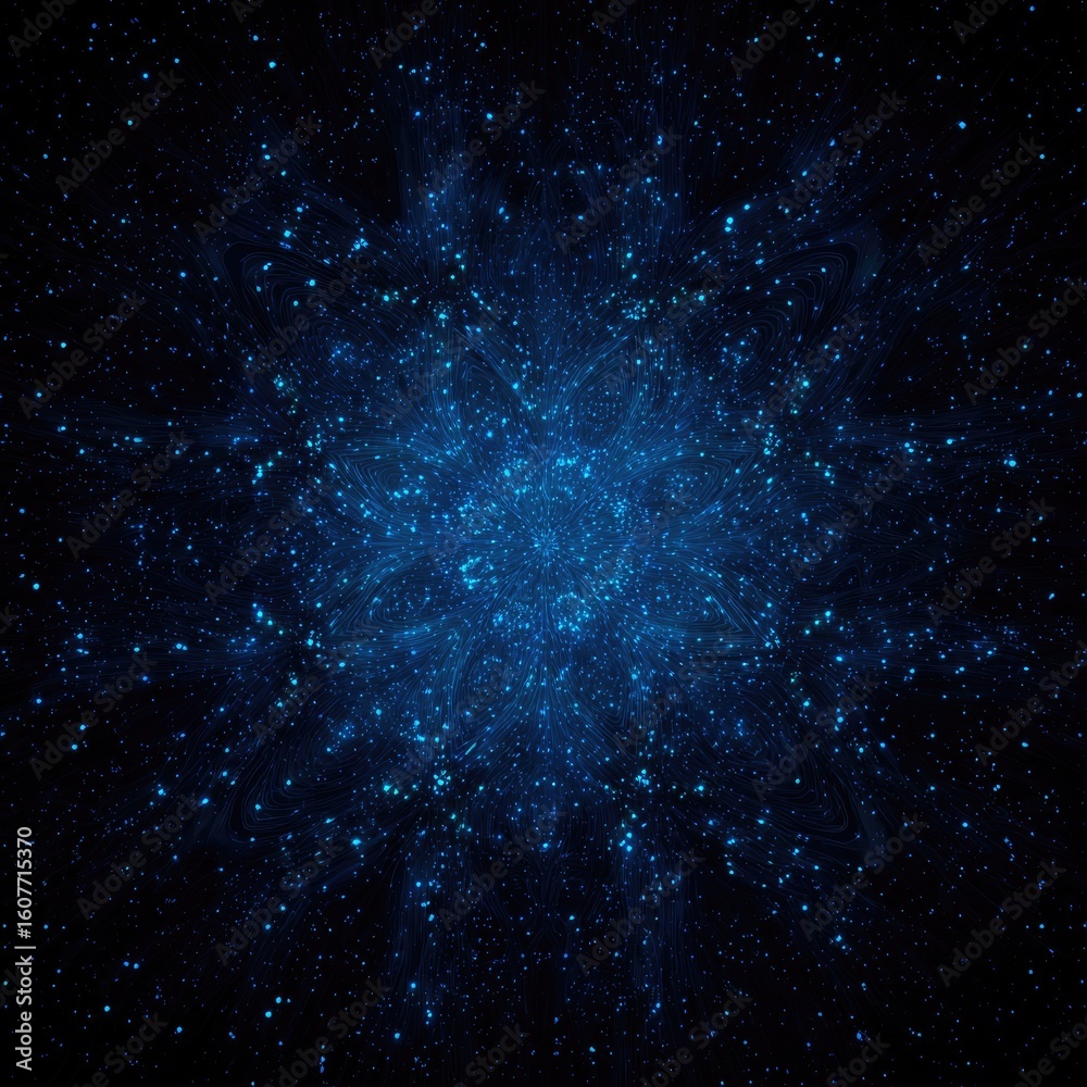 Fototapeta premium Blue cosmic nebula burst, space background, digital art, design element