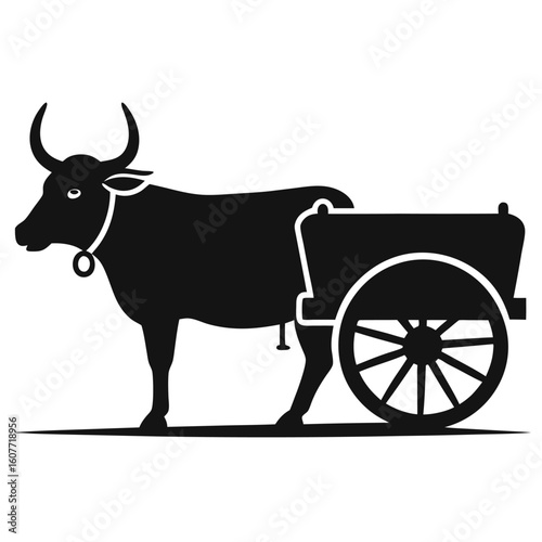 Black silhouette bullock cart icon