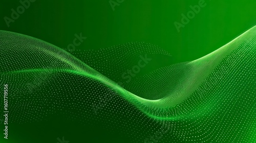 Green tech background with wave lines halftone dot