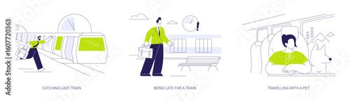 Public transport passenger abstract concept vector illustrations.