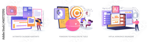 AI Tools for Smarter Scheduling abstract concept vector illustrations.