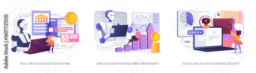 AI Fraud Prevention Solutions abstract concept vector illustrations.