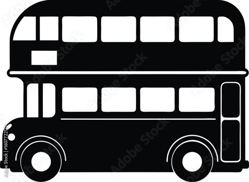 Black silhouette of a double decker bus icon