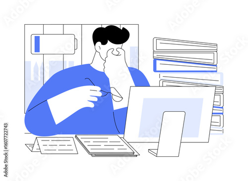 Burnout risk isolated cartoon vector illustrations.