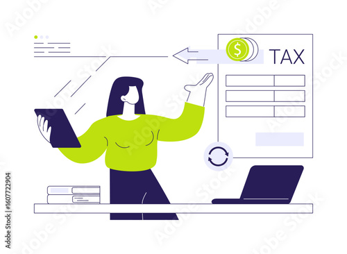 Tax return abstract concept vector illustration.