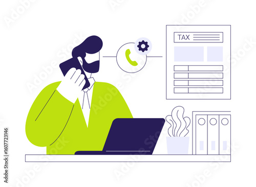 Phone tax filing abstract concept vector illustration.
