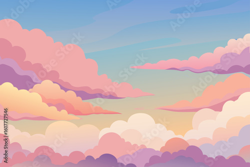 Pastel Layered Sky with Soft Vector Cirrus Cloud Bands