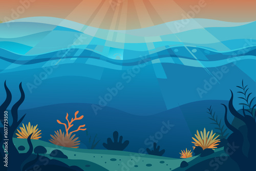 Underwater Seafloor Gradient with Ripples and Coral Gardens