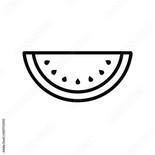 Simple outline a watermelon slice with seeds fruit food