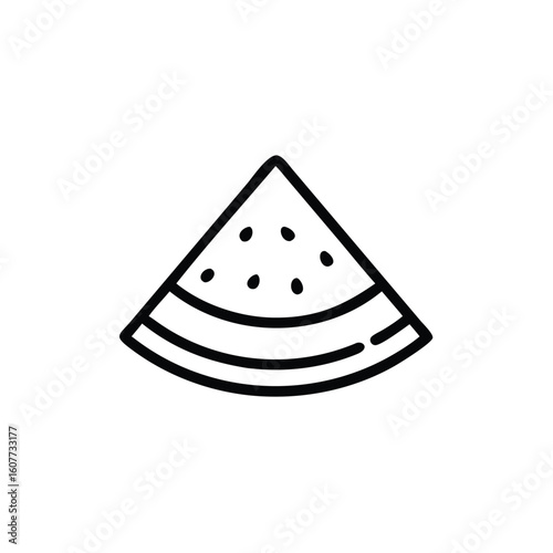 Simple outline a watermelon slice with seeds rind fruit food