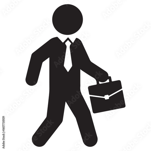 Business Person Walking with Briefcase Silhouette Depicting Professionalism and Determination in Corporate World Ambitions and Career Focus