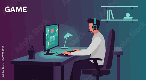 Dedicated Gamer Immersed In An Exciting Virtual World At Home