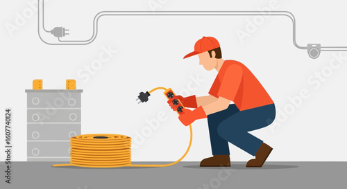 Electrician Installs New Power Outlets Ensuring Secure Wiring Connection Process