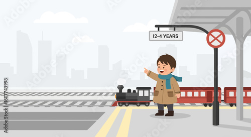 Enthusiastic Youngster Awaiting Aromatic Journeys At Quaint Railway Station