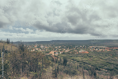 landscape overlooking the oldest city, Rincon on Bonaire in the Caribbean