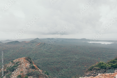 mountain landscape with clouds from Brandaris in the Caribbean.