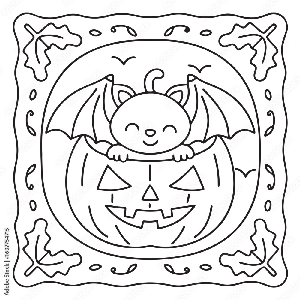 Obraz premium Halloween Bold and Easy Coloring Pages for Kids: Fun and Spooky Halloween Illustrations with Pumpkins, Ghosts, Bats, Witches, and More for Toddlers and Children