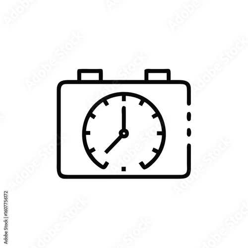 Outline interval timer icon with clock face two buttons vector