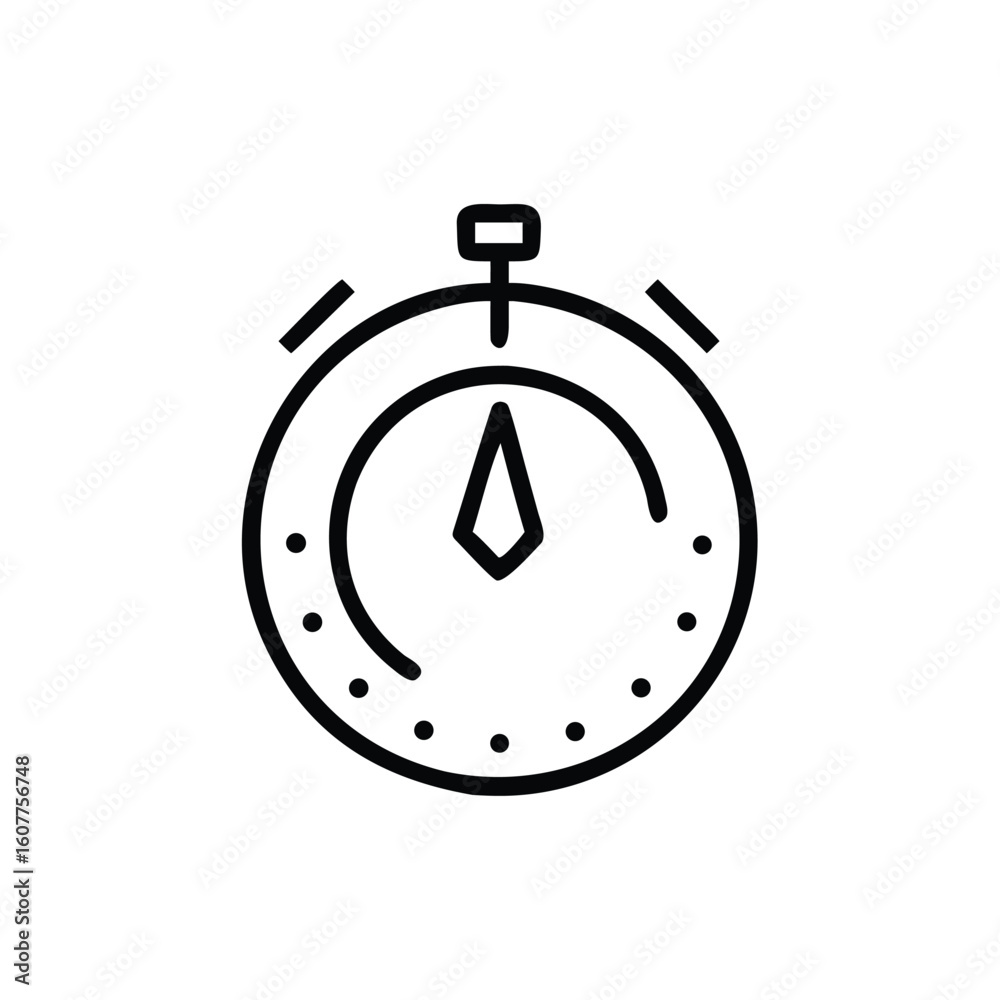 Obraz premium Outline stopwatch reset icon with circular dial pointer timer time