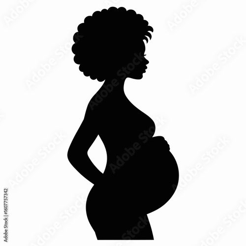 Pregnant Woman Silhouette in Profile View