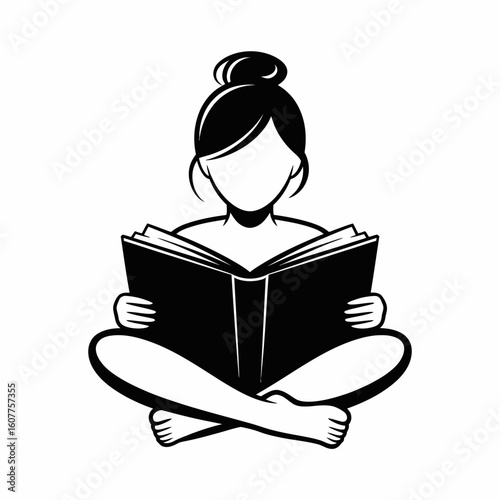 Reading Girl Icon in Minimalist Style