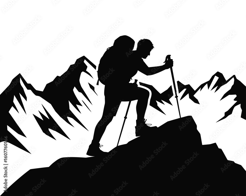 Rock Climbing and Hiking Silhouette Collection Rock Climbing and Hiking Silhouette Collection