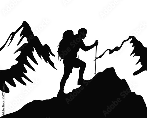 Minimalist Black and White Outdoor Adventure Silhouettes