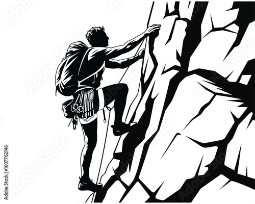 Silhouette Illustrations of Climbing and Hiking