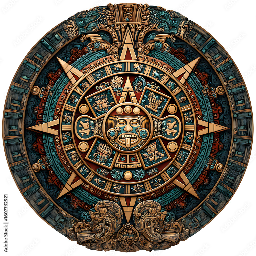 Naklejka premium Aztec Solar Calendar --v 7.0 --s 250