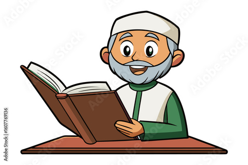 Joyful muslim teacher in hijab enthusiastically teaching arabic alphabet letters on a whiteboard with visual aids