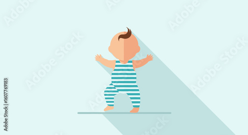 First Steps Little Infant Discovery And Baby Development Vector Illustration
