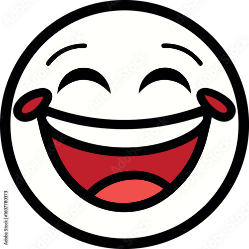 Laughing Emoji Vector Silhouette — Wide Open Mouth with Rosy Cheeks and Closed Eyes